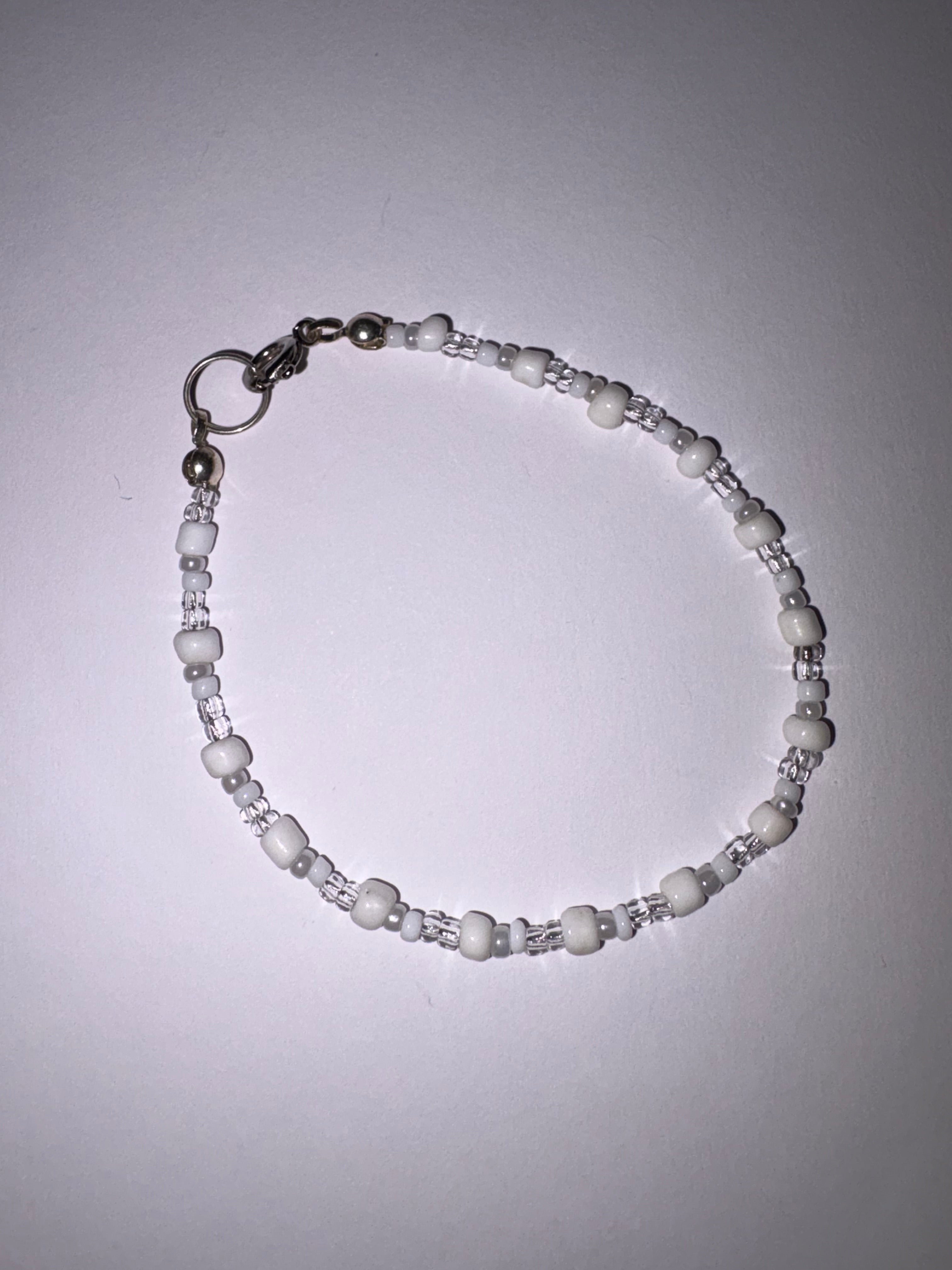 White Glass Bead Bracelet