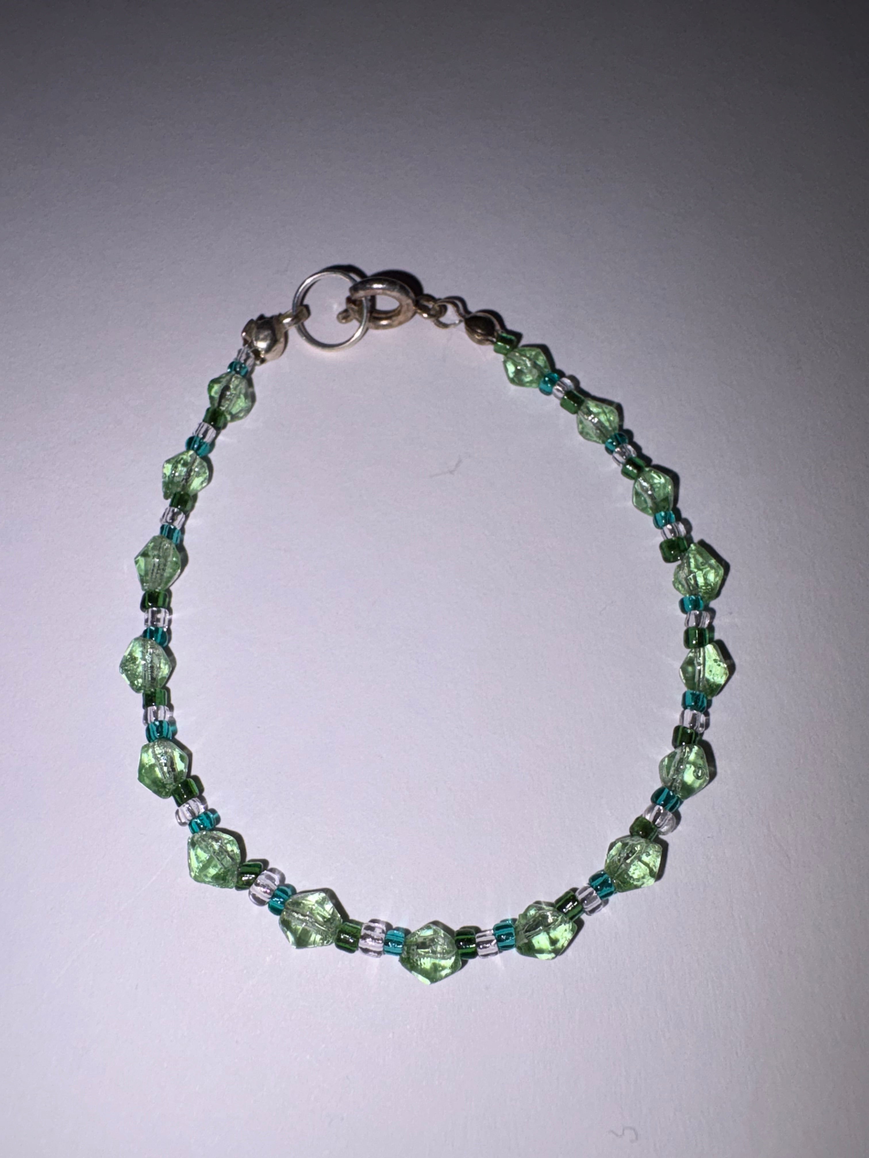 Green And Blue Glass Bead Bracelet