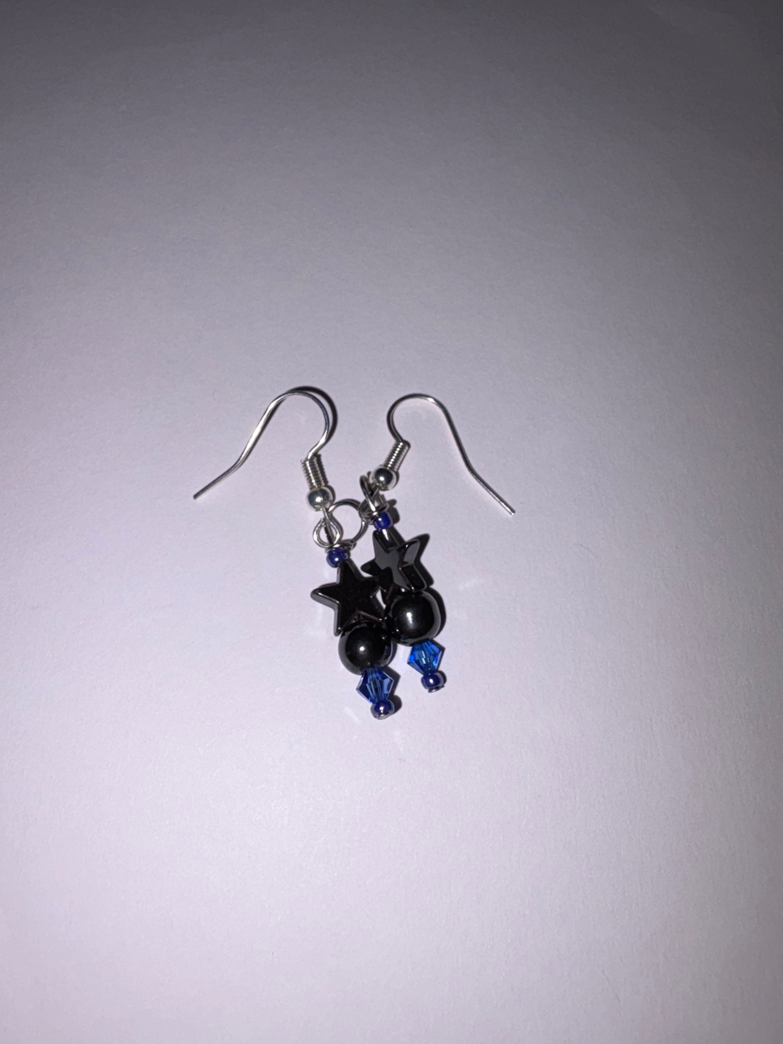 Blue and Black Star Earrings (Magnetic)