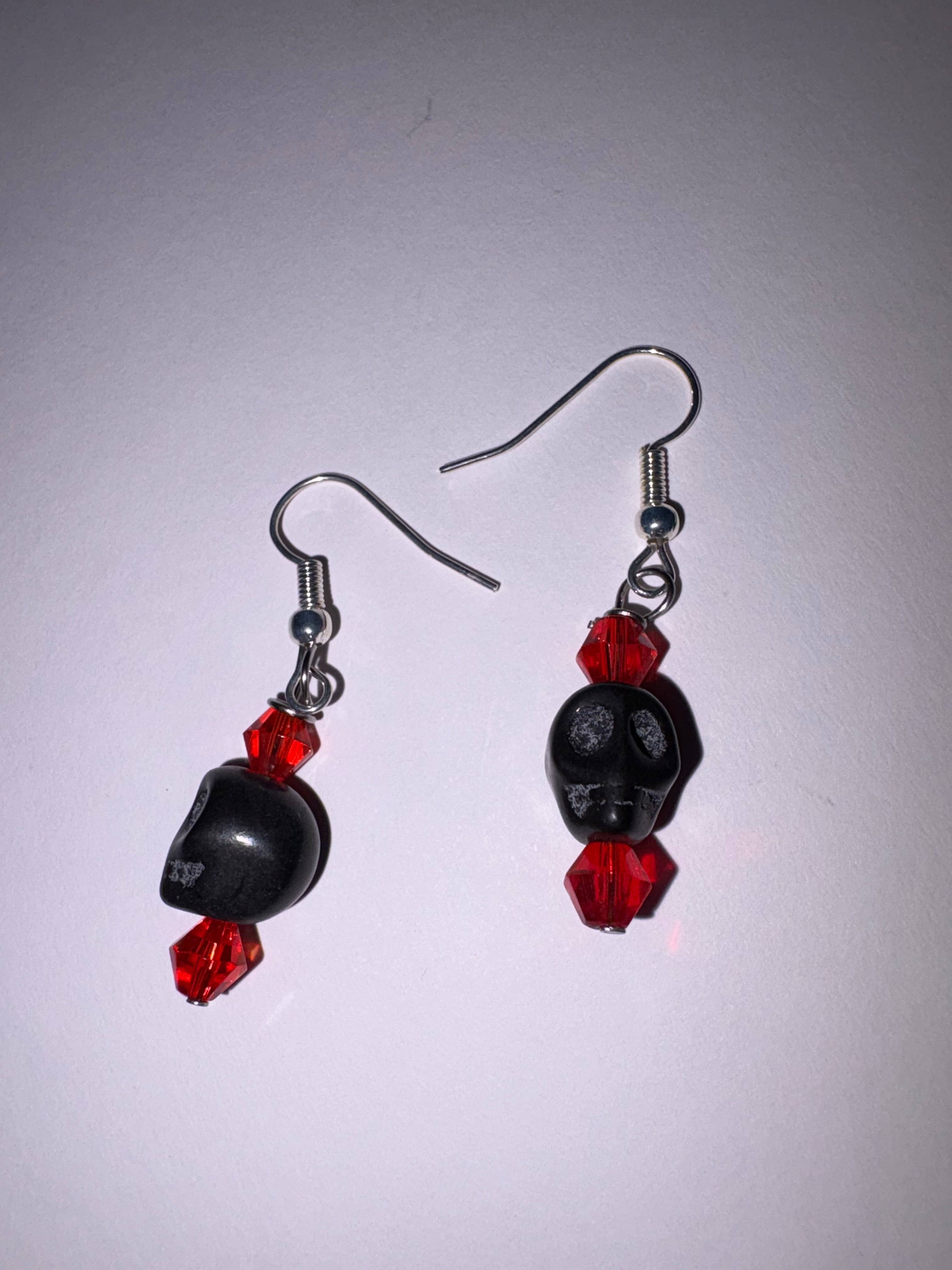 Red and Black Skull Earrings
