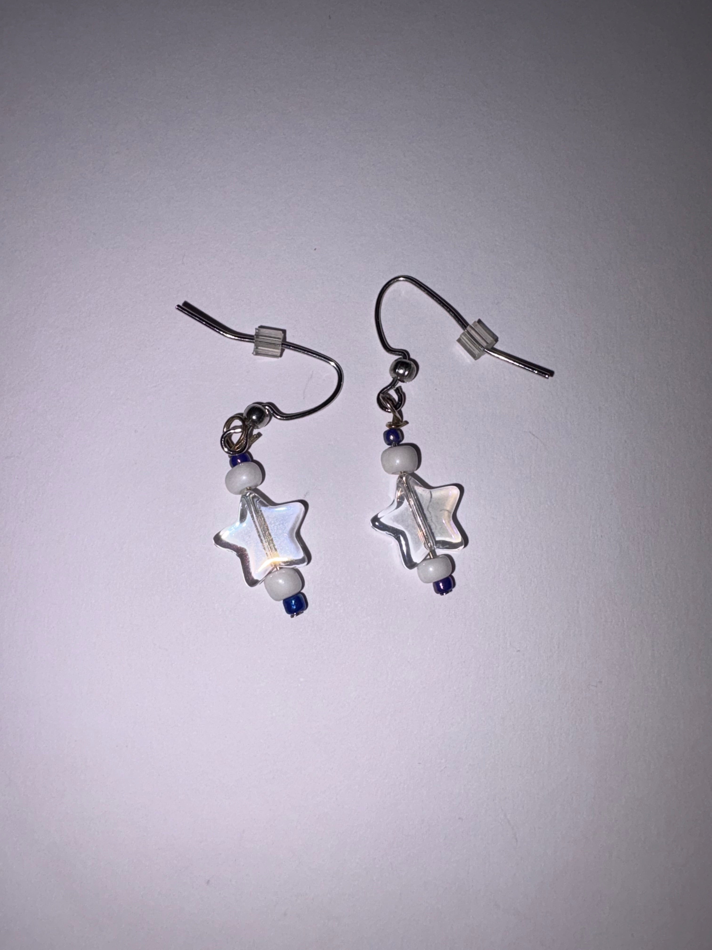 White And Purple Star Earrings
