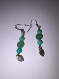 Blue and Green Leaf Earrings