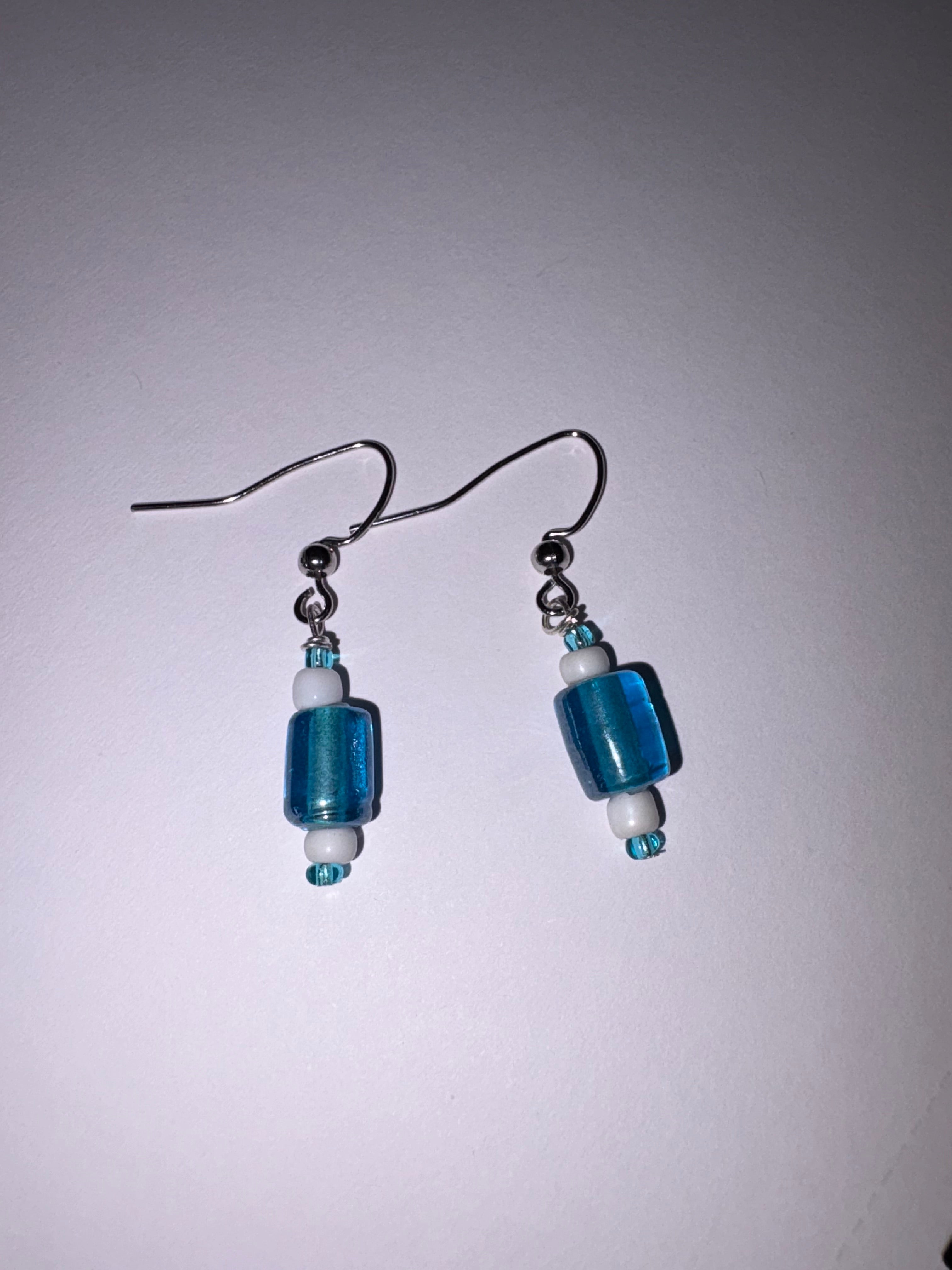 Light Blue Rectangular Earrings