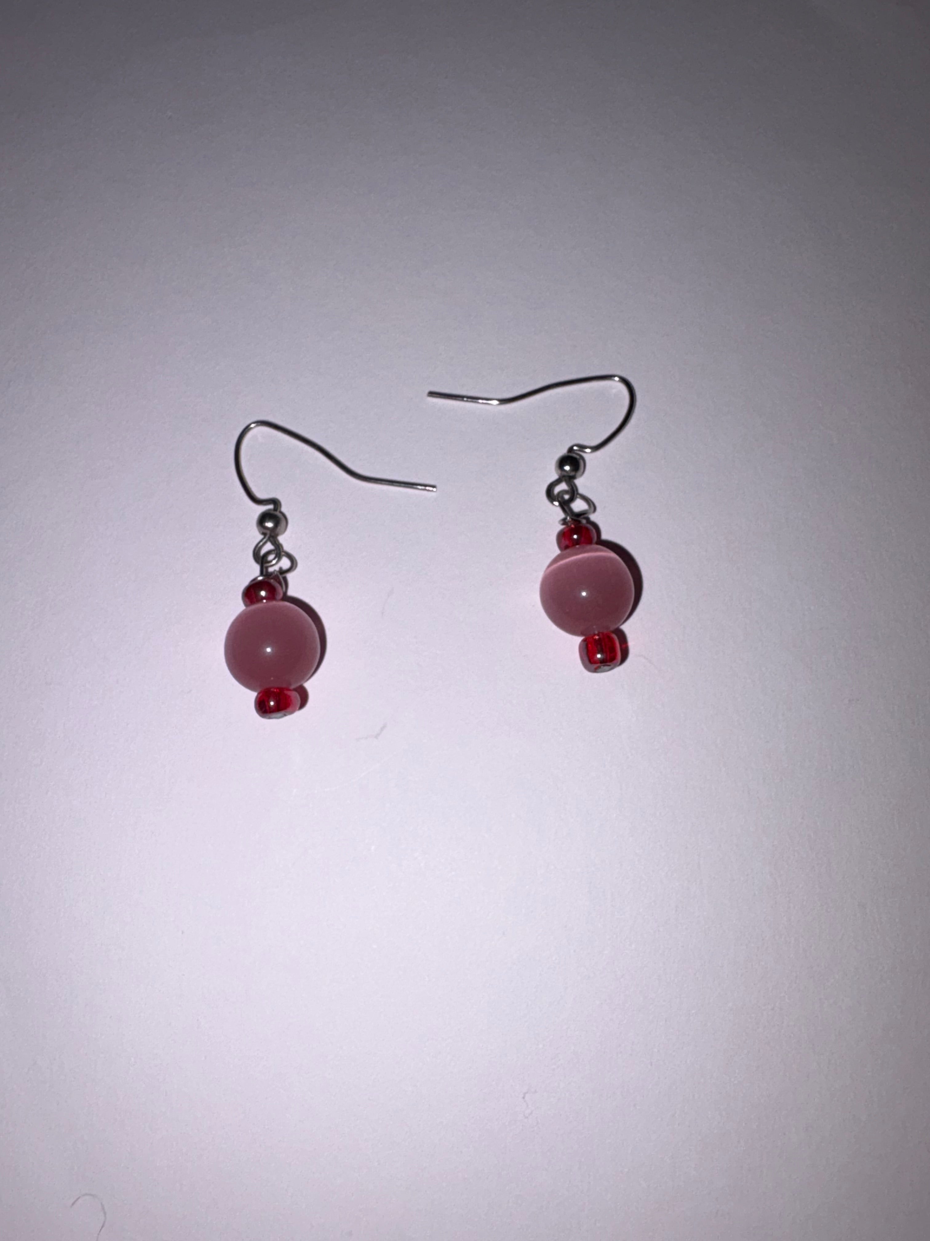 Circular Pink and Red Earrings