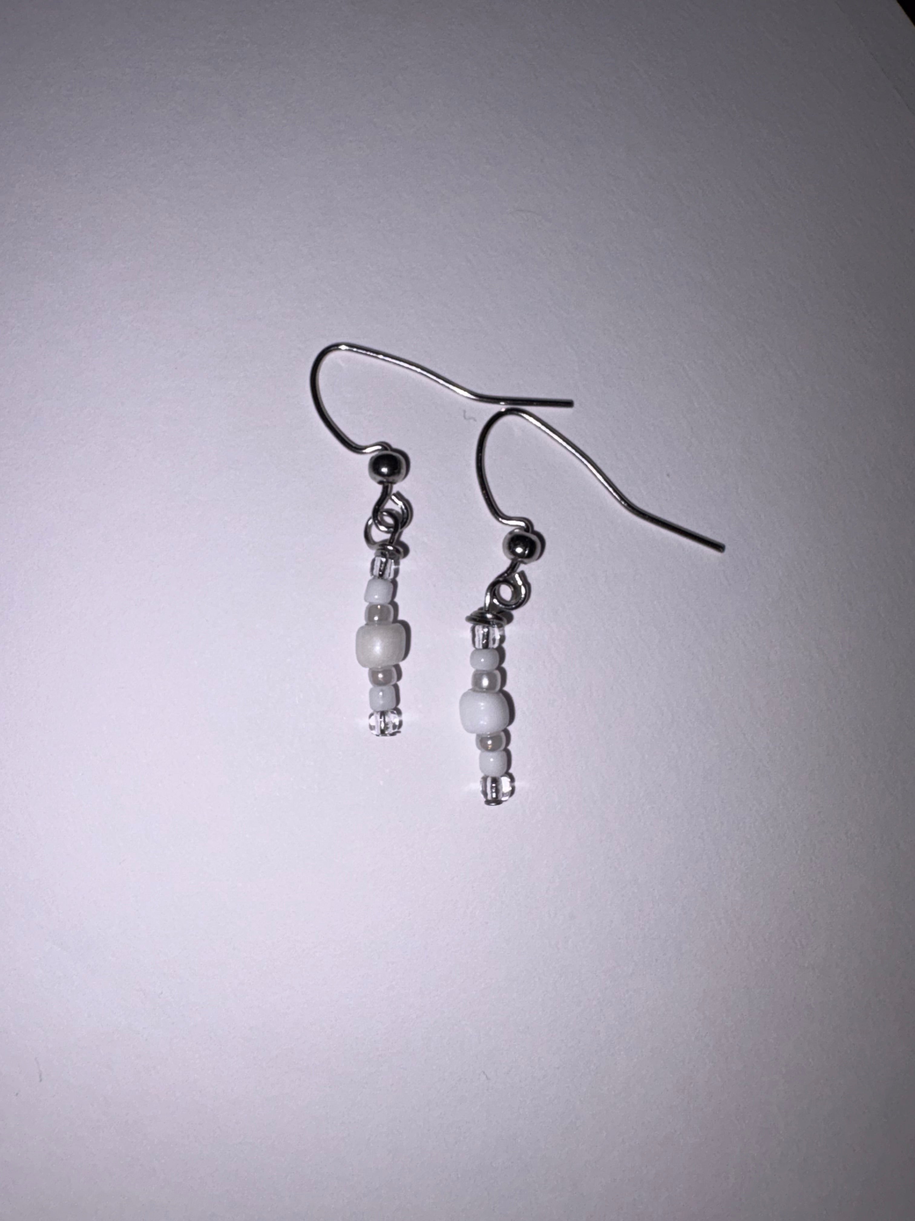 White Small Earrings